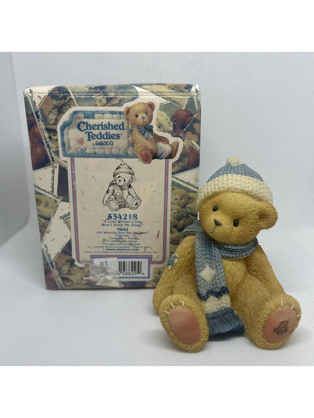 1999 Enesco Cherished Teddies Nikki #534218 A Cold Winter’s Day Won’t Keep Me